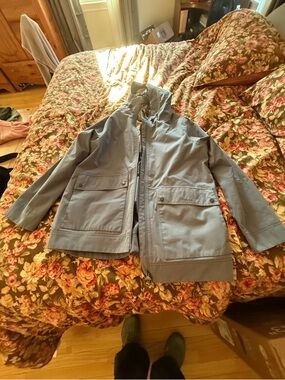 Barbour Gray  with Beige/Red Tartan-Lined Jacket